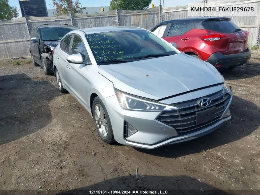 2019 Hyundai Elantra Preferred VIN: KMHD84LF6KU829678 Lot: 12115181