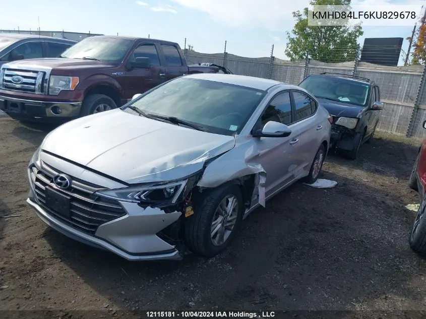 2019 Hyundai Elantra Preferred VIN: KMHD84LF6KU829678 Lot: 12115181