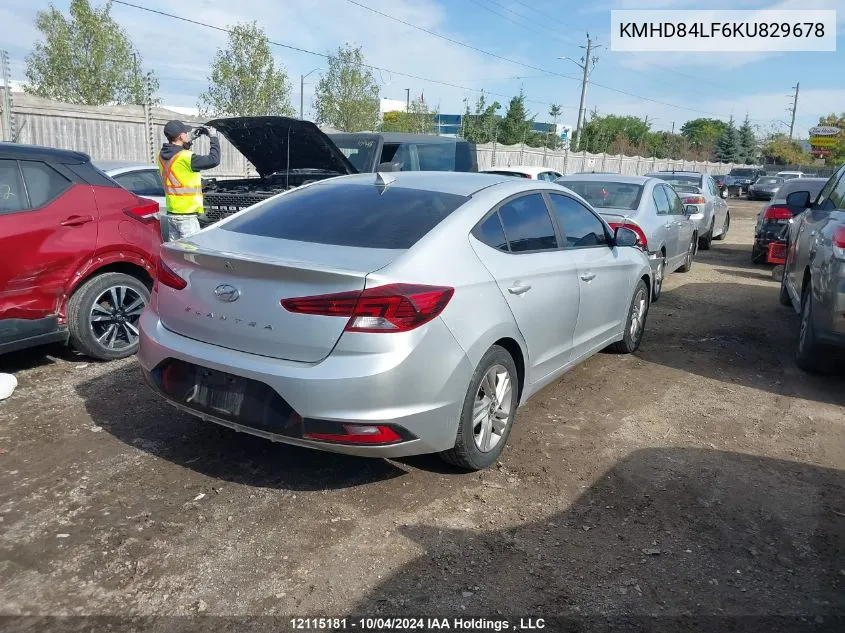 2019 Hyundai Elantra Preferred VIN: KMHD84LF6KU829678 Lot: 12115181