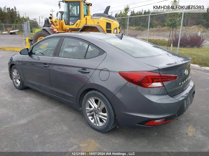 2019 Hyundai Elantra Preferred VIN: KMHD84LF0KU875393 Lot: 12121081