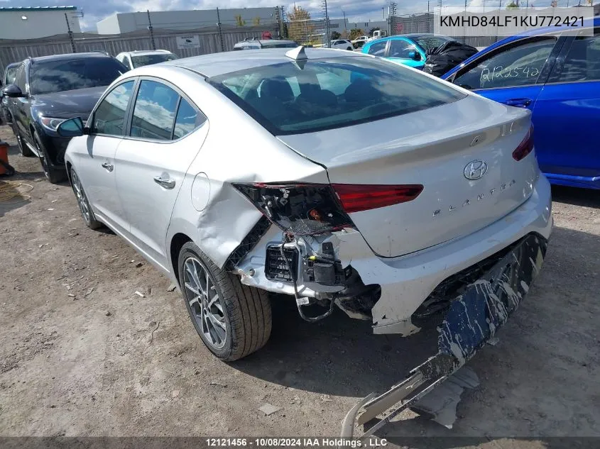 KMHD84LF1KU772421 2019 Hyundai Elantra Sel/Value/Limited