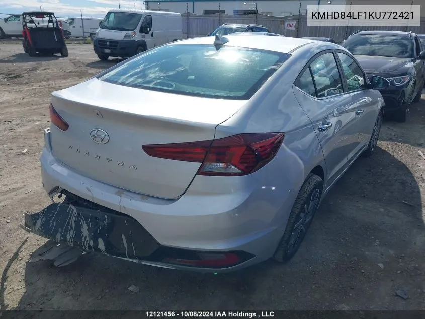 KMHD84LF1KU772421 2019 Hyundai Elantra Sel/Value/Limited