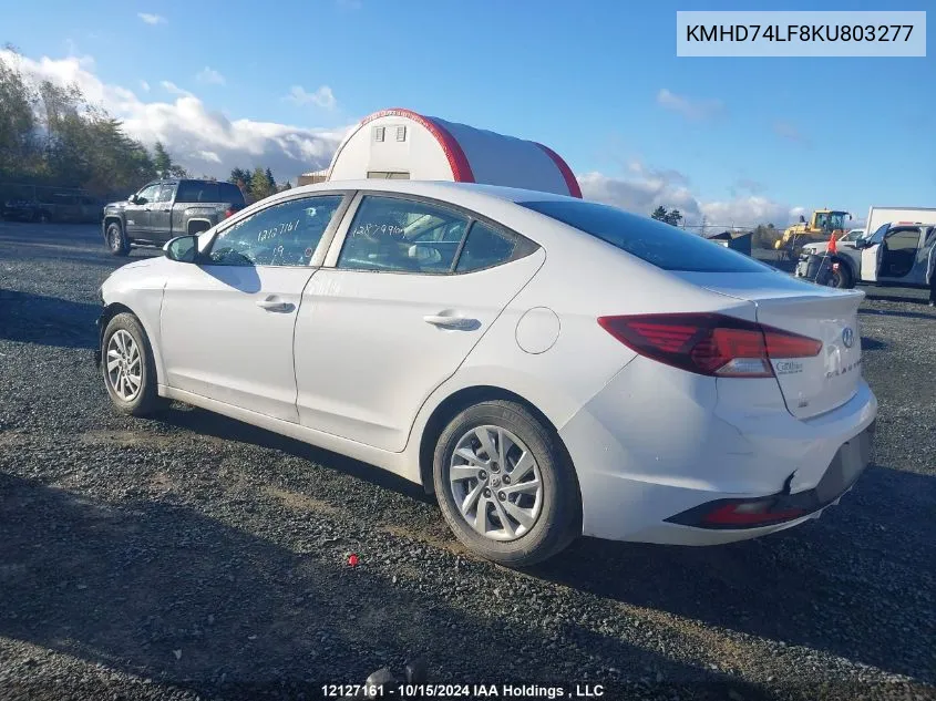 2019 Hyundai Elantra Essential VIN: KMHD74LF8KU803277 Lot: 12127161