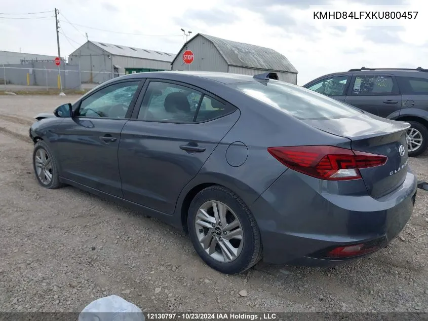 2019 Hyundai Elantra Sel/Value/Limited VIN: KMHD84LFXKU800457 Lot: 12130797