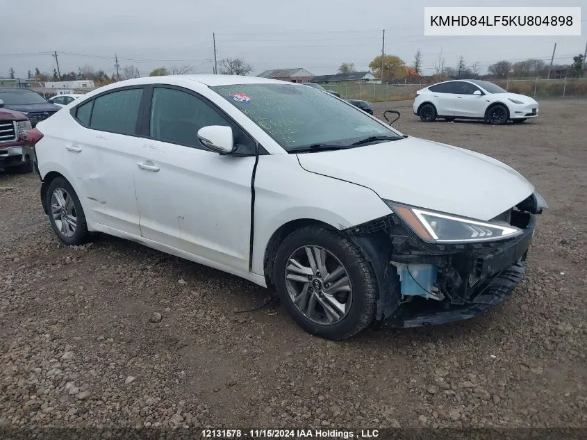 2019 Hyundai Elantra Sel/Value/Limited VIN: KMHD84LF5KU804898 Lot: 12131578