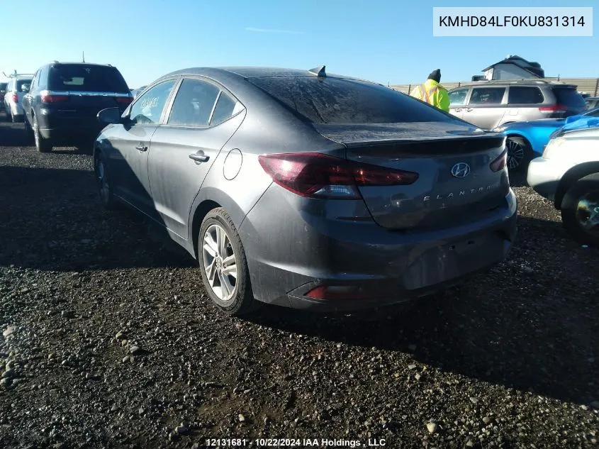 KMHD84LF0KU831314 2019 Hyundai Elantra Preferred