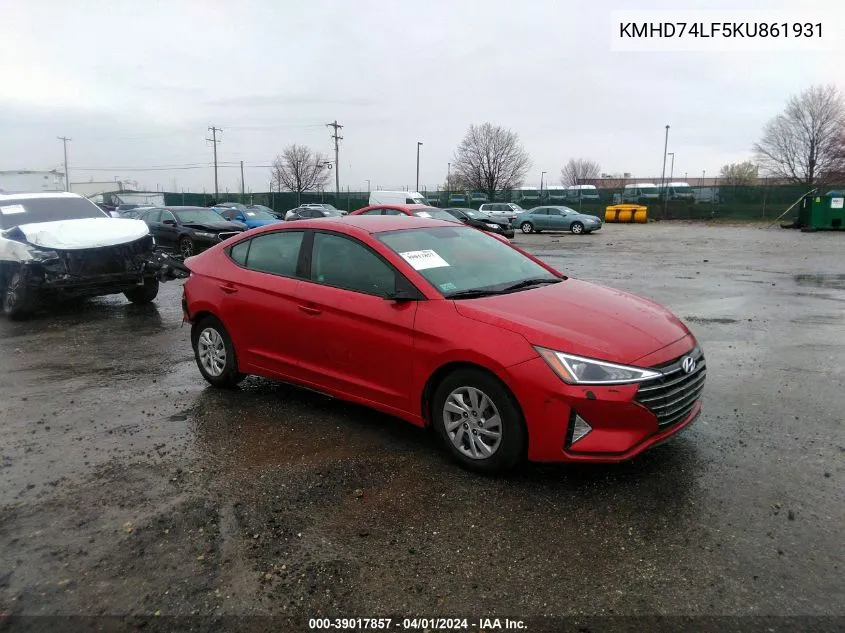 KMHD74LF5KU861931 2019 Hyundai Elantra Se