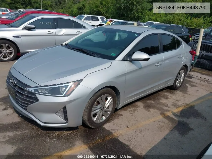 2019 Hyundai Elantra Sel VIN: 5NPD84LF0KH443790 Lot: 39240046