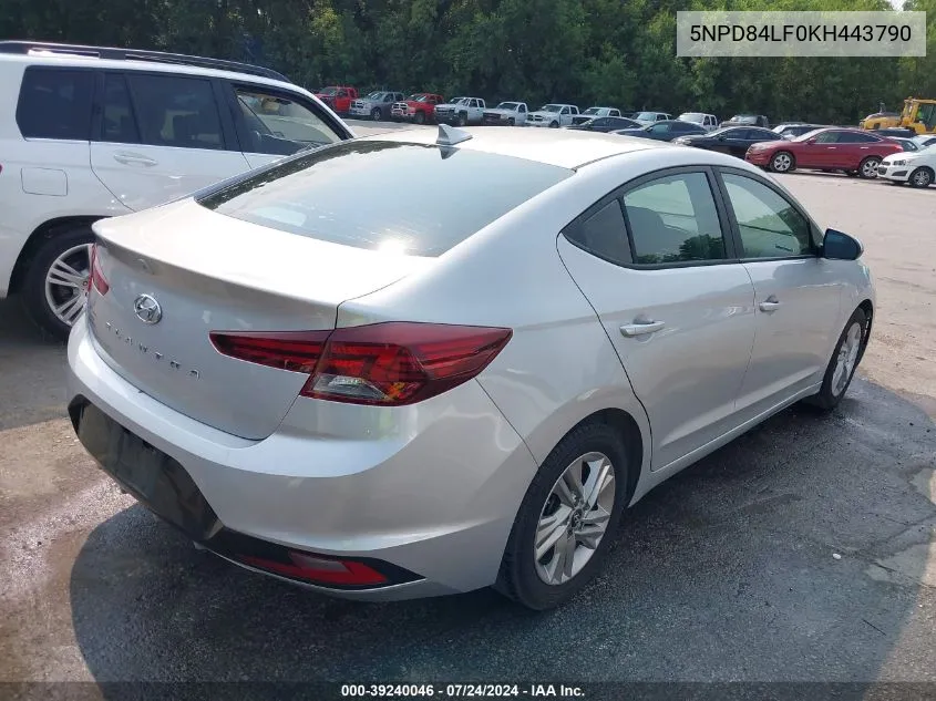 2019 Hyundai Elantra Sel VIN: 5NPD84LF0KH443790 Lot: 39240046