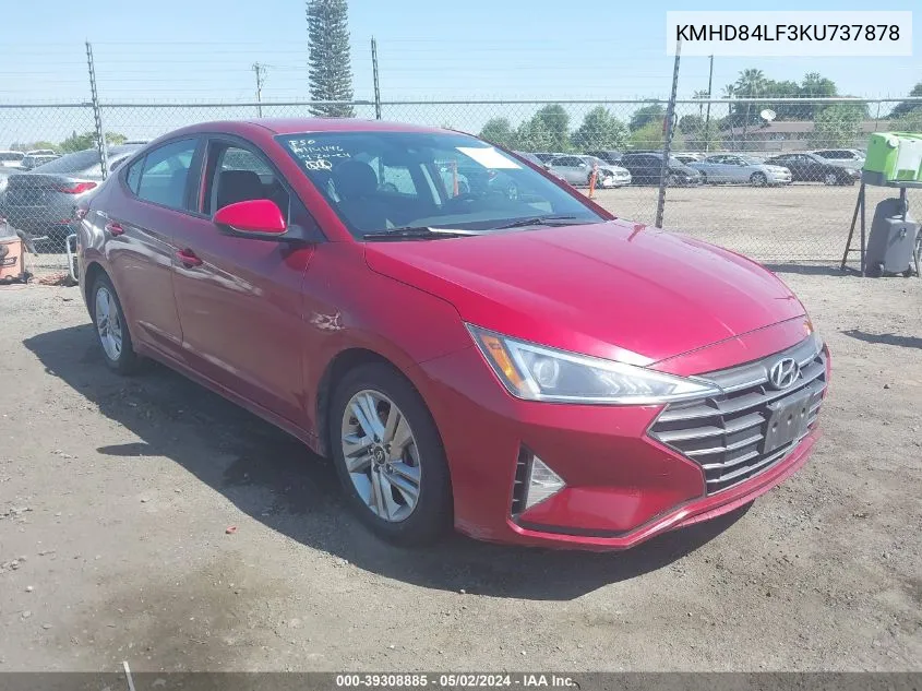 2019 Hyundai Elantra Sel VIN: KMHD84LF3KU737878 Lot: 39308885