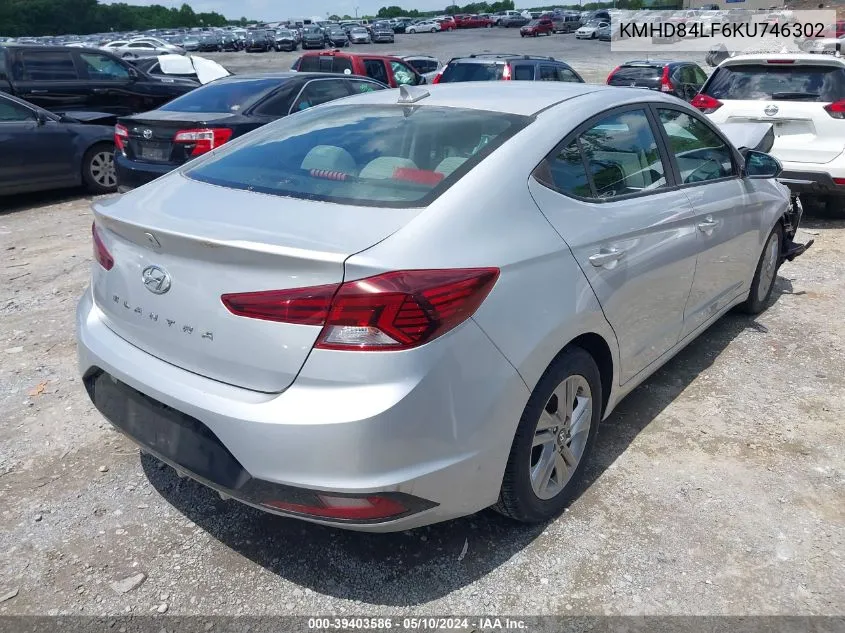 2019 Hyundai Elantra Sel VIN: KMHD84LF6KU746302 Lot: 39403586