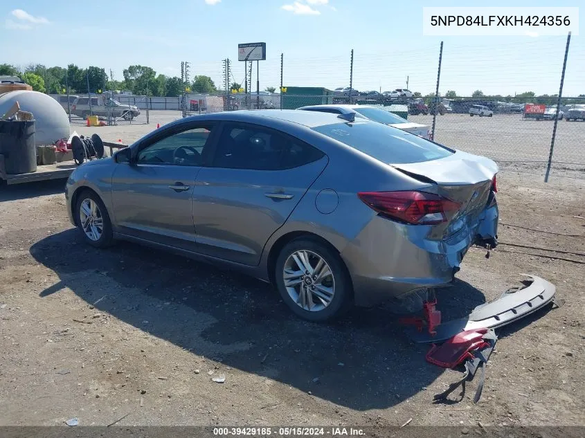 2019 Hyundai Elantra Sel VIN: 5NPD84LFXKH424356 Lot: 39429185