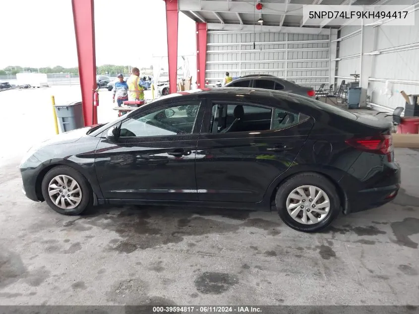 2019 Hyundai Elantra Se VIN: 5NPD74LF9KH494417 Lot: 39594817