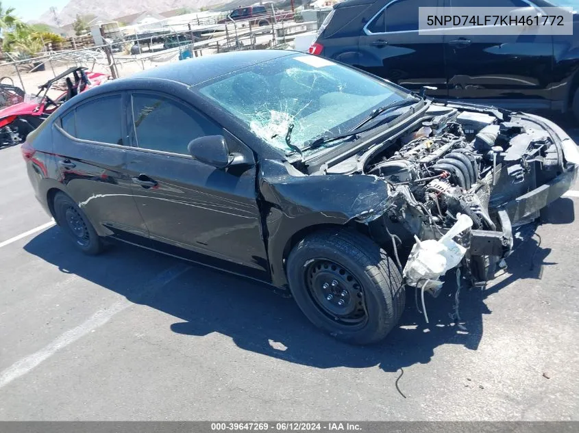 2019 Hyundai Elantra Se VIN: 5NPD74LF7KH461772 Lot: 39647269