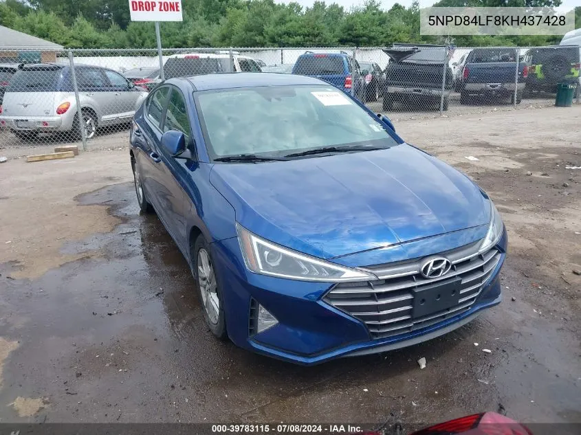 2019 Hyundai Elantra Sel VIN: 5NPD84LF8KH437428 Lot: 39783115