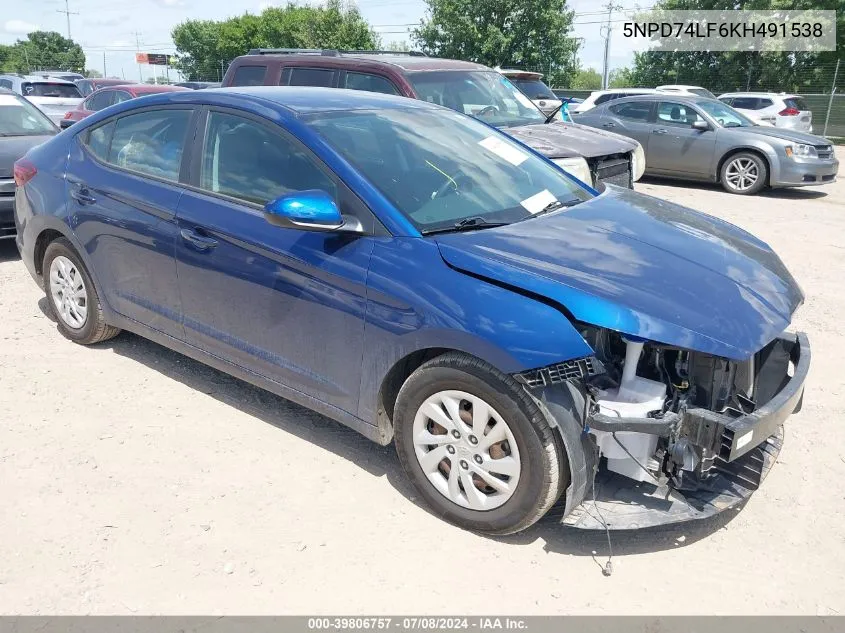 2019 Hyundai Elantra Se VIN: 5NPD74LF6KH491538 Lot: 39806757