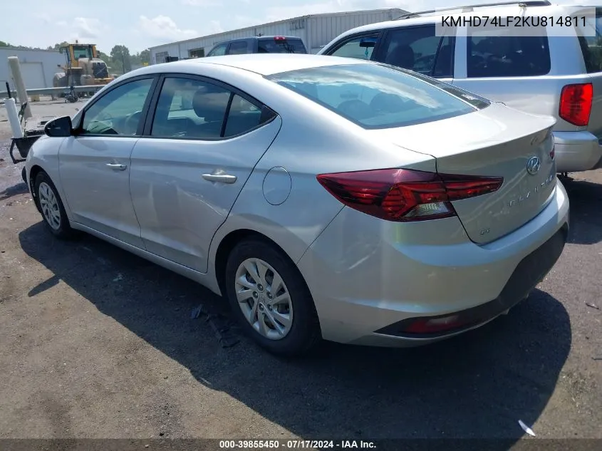 2019 Hyundai Elantra Se VIN: KMHD74LF2KU814811 Lot: 39855450