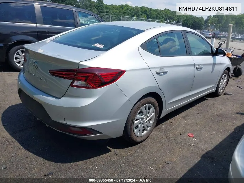 KMHD74LF2KU814811 2019 Hyundai Elantra Se