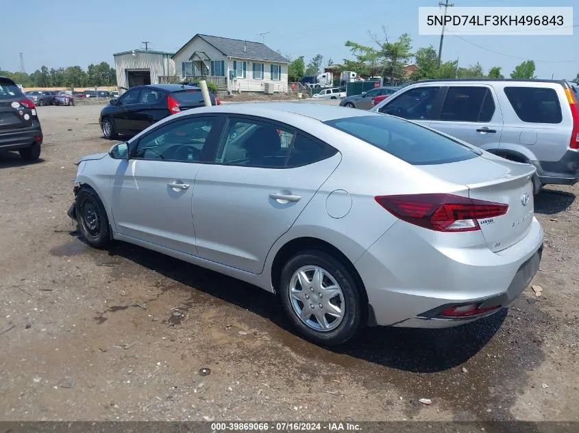 2019 Hyundai Elantra Se VIN: 5NPD74LF3KH496843 Lot: 39869066