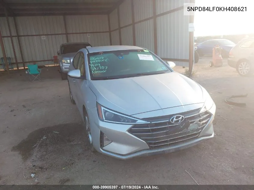 2019 Hyundai Elantra Sel VIN: 5NPD84LF0KH408621 Lot: 39905397