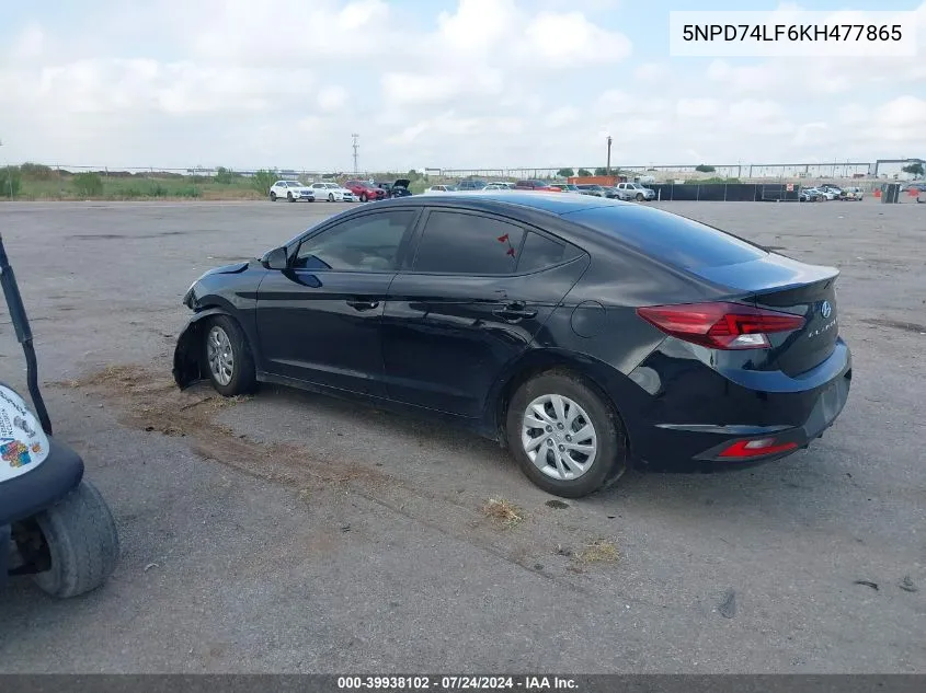 2019 Hyundai Elantra Se VIN: 5NPD74LF6KH477865 Lot: 39938102