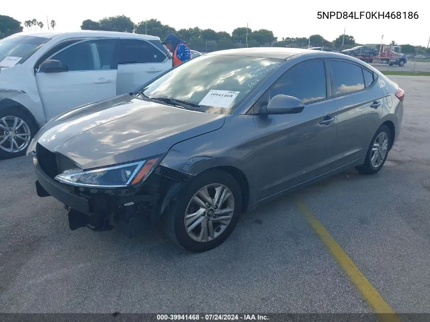 2019 Hyundai Elantra Sel VIN: 5NPD84LF0KH468186 Lot: 39941468