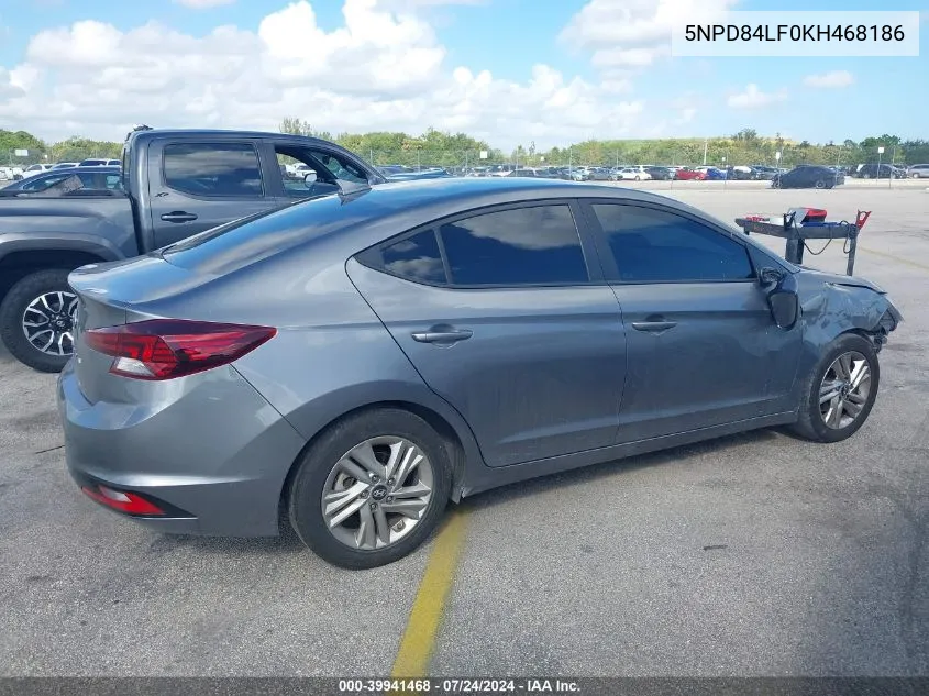 2019 Hyundai Elantra Sel VIN: 5NPD84LF0KH468186 Lot: 39941468