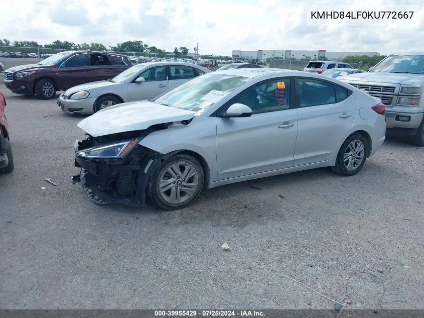 2019 Hyundai Elantra Value Edition VIN: KMHD84LF0KU772667 Lot: 39955429