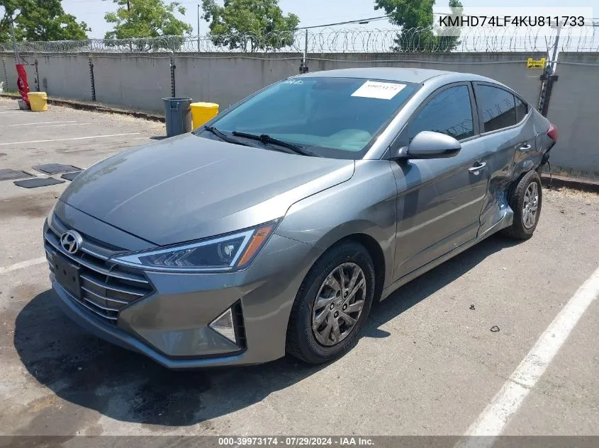 KMHD74LF4KU811733 2019 Hyundai Elantra Se