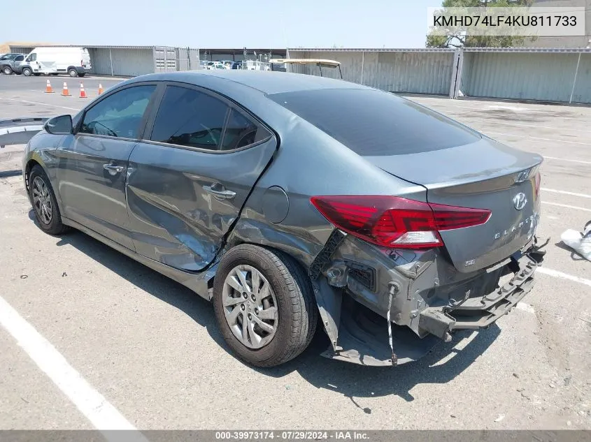 KMHD74LF4KU811733 2019 Hyundai Elantra Se