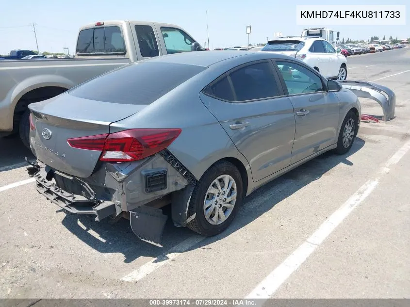 KMHD74LF4KU811733 2019 Hyundai Elantra Se