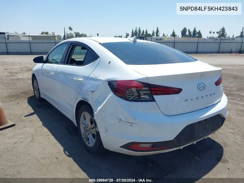 2019 Hyundai Elantra Sel VIN: 5NPD84LF5KH423843 Lot: 39994728