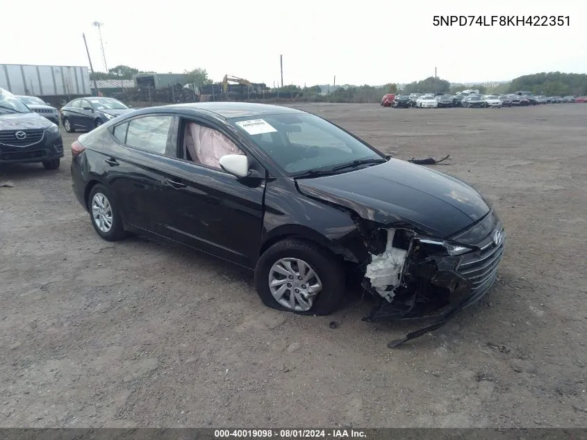 5NPD74LF8KH422351 2019 Hyundai Elantra Se