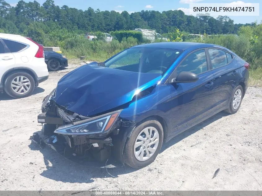 5NPD74LF9KH474751 2019 Hyundai Elantra Se