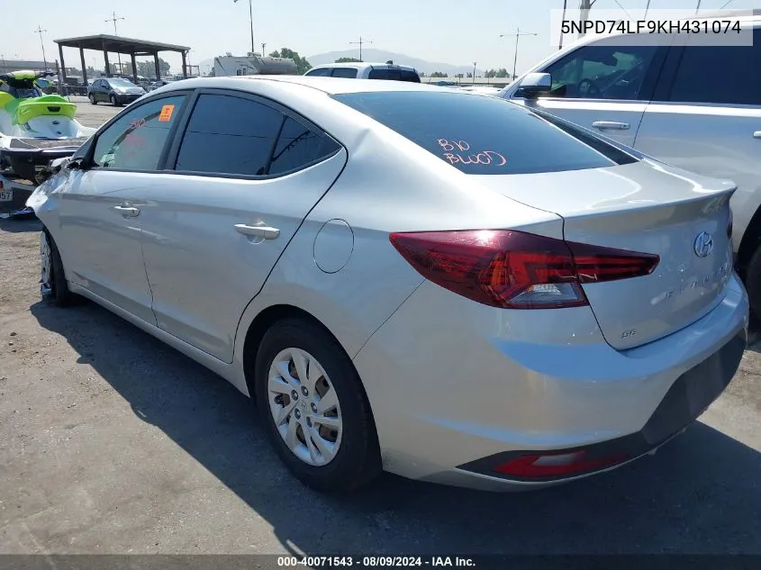 5NPD74LF9KH431074 2019 Hyundai Elantra Se