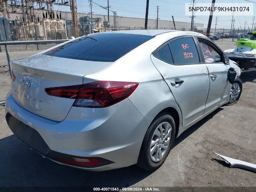 5NPD74LF9KH431074 2019 Hyundai Elantra Se