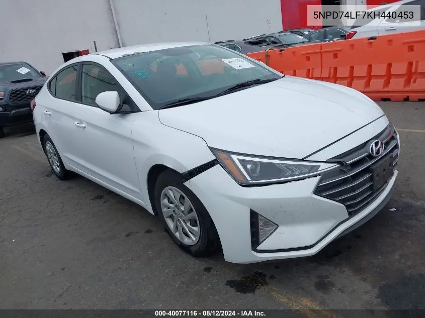 2019 Hyundai Elantra Se VIN: 5NPD74LF7KH440453 Lot: 40077116