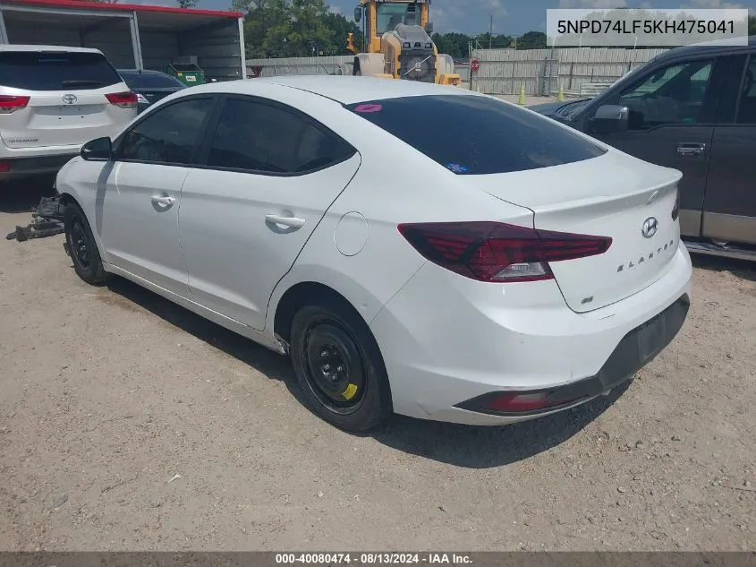 5NPD74LF5KH475041 2019 Hyundai Elantra Se