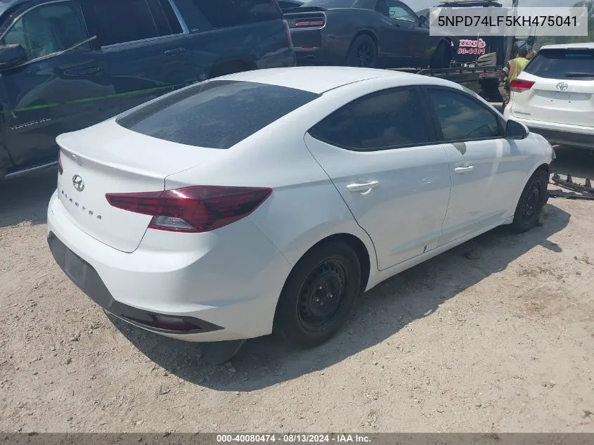 5NPD74LF5KH475041 2019 Hyundai Elantra Se