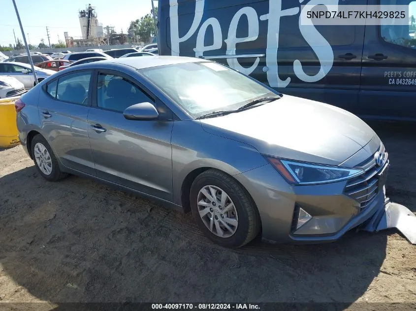 2019 Hyundai Elantra Se VIN: 5NPD74LF7KH429825 Lot: 40097170