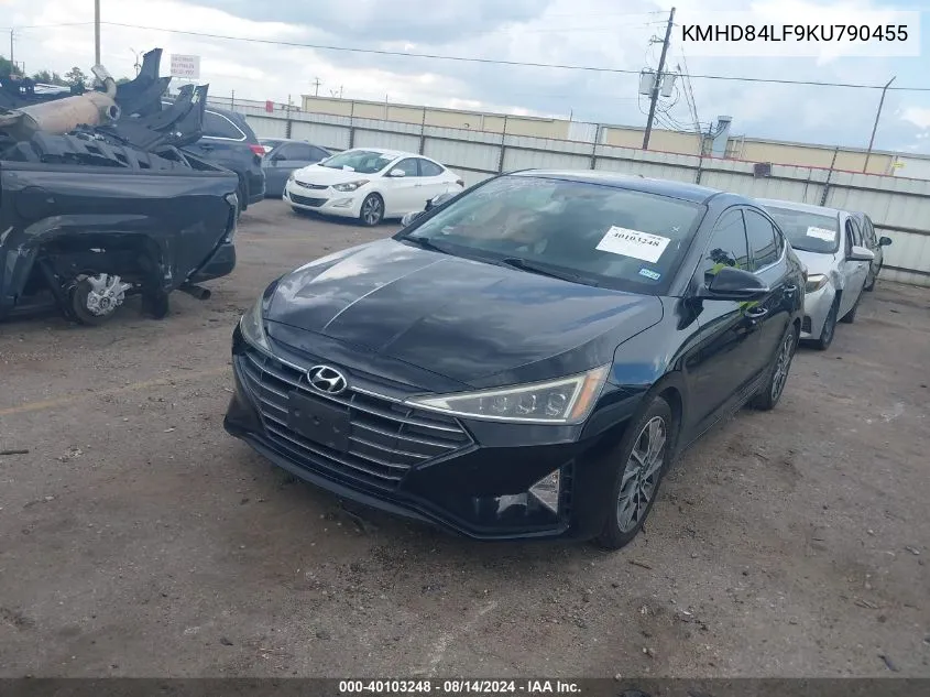 2019 Hyundai Elantra Limited VIN: KMHD84LF9KU790455 Lot: 40103248