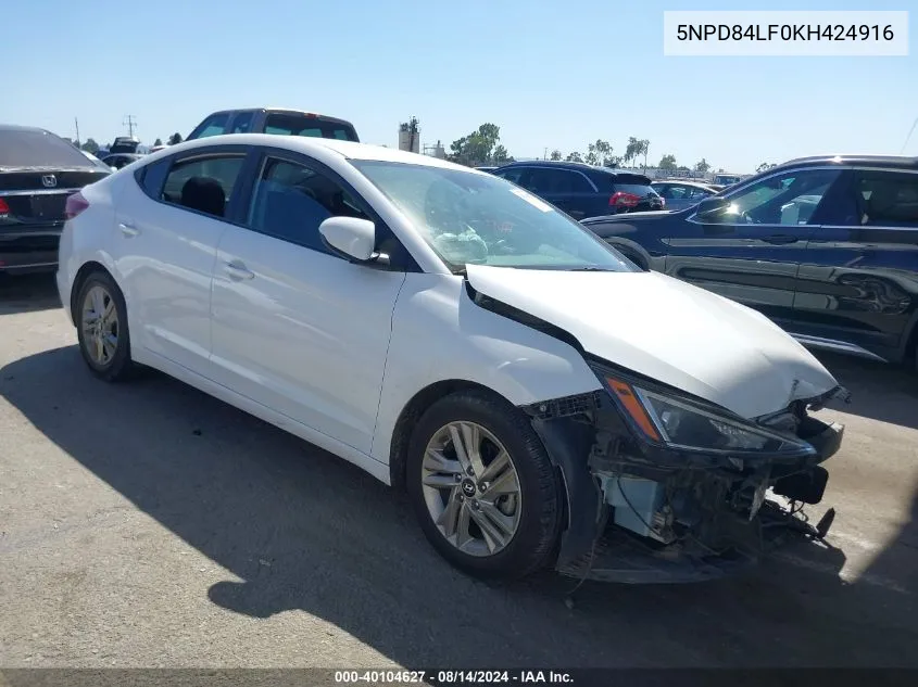 2019 Hyundai Elantra Sel VIN: 5NPD84LF0KH424916 Lot: 40104627