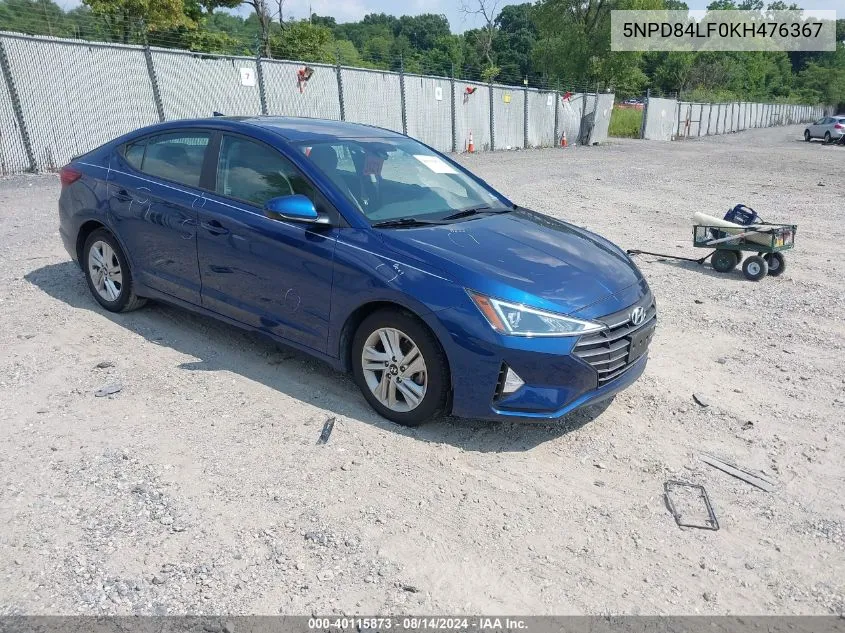 2019 Hyundai Elantra Sel VIN: 5NPD84LF0KH476367 Lot: 40115873