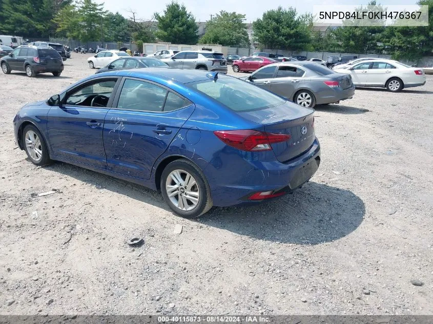 2019 Hyundai Elantra Sel VIN: 5NPD84LF0KH476367 Lot: 40115873