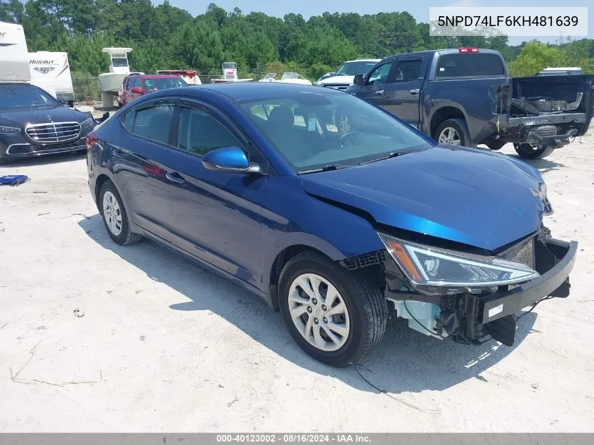 2019 Hyundai Elantra Se VIN: 5NPD74LF6KH481639 Lot: 40123002