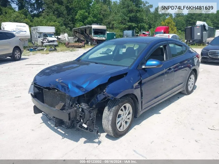 5NPD74LF6KH481639 2019 Hyundai Elantra Se