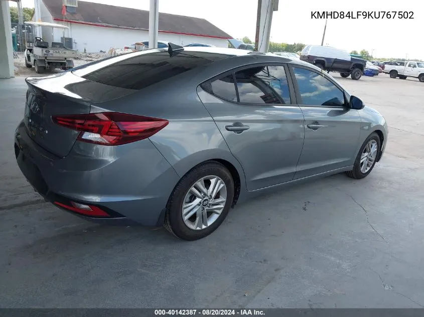 2019 Hyundai Elantra Sel/Value/Limited VIN: KMHD84LF9KU767502 Lot: 40142387