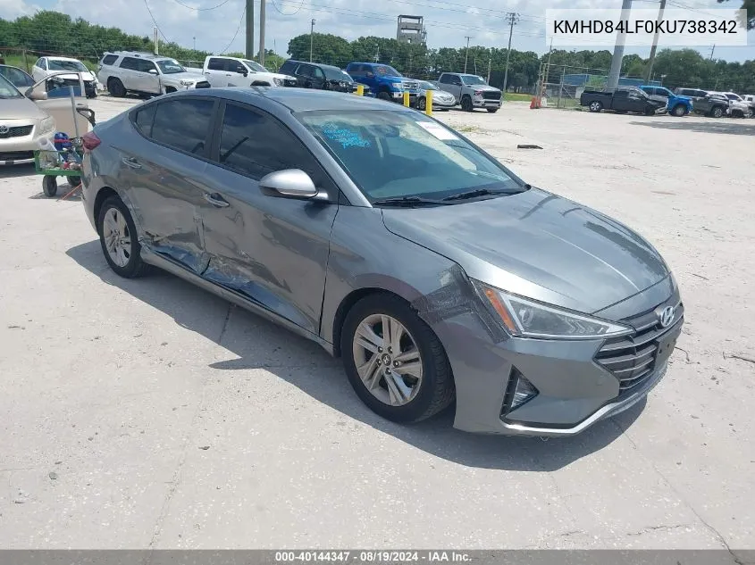 2019 Hyundai Elantra Sel VIN: KMHD84LF0KU738342 Lot: 40144347