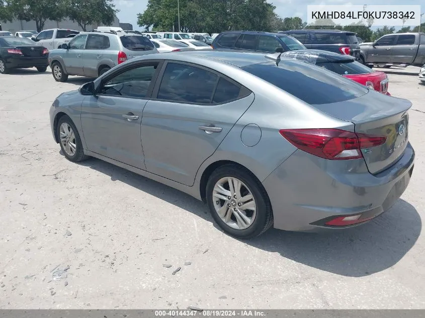 KMHD84LF0KU738342 2019 Hyundai Elantra Sel