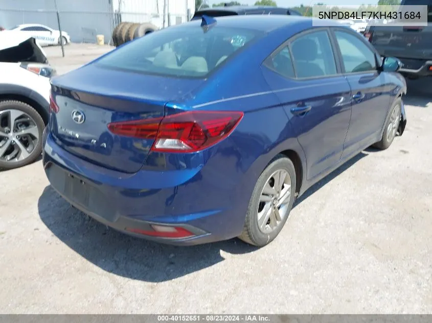 2019 Hyundai Elantra Sel VIN: 5NPD84LF7KH431684 Lot: 40152651